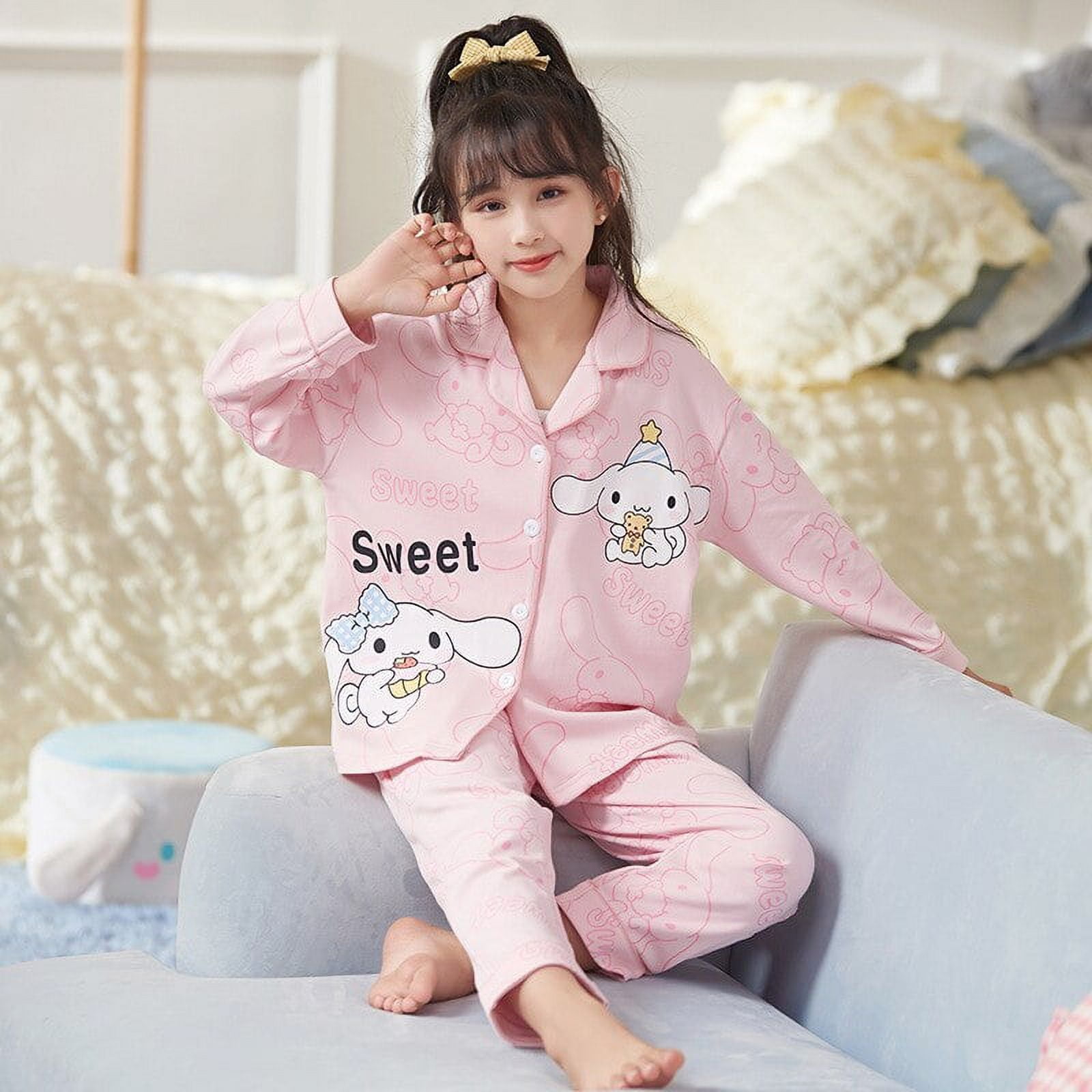Hello Kitty Sanrio Kids Long Sleeve Pajamas Set Cute Kuromi Autumn ...