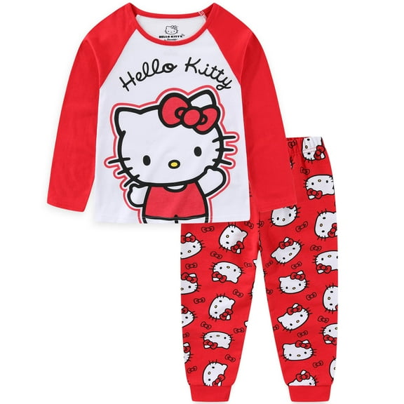 Hello Kitty Sanrio Long Sleeve Shirt and French Terry Pants Set (Girls), 2 Piece Set, Sizes 2T-12