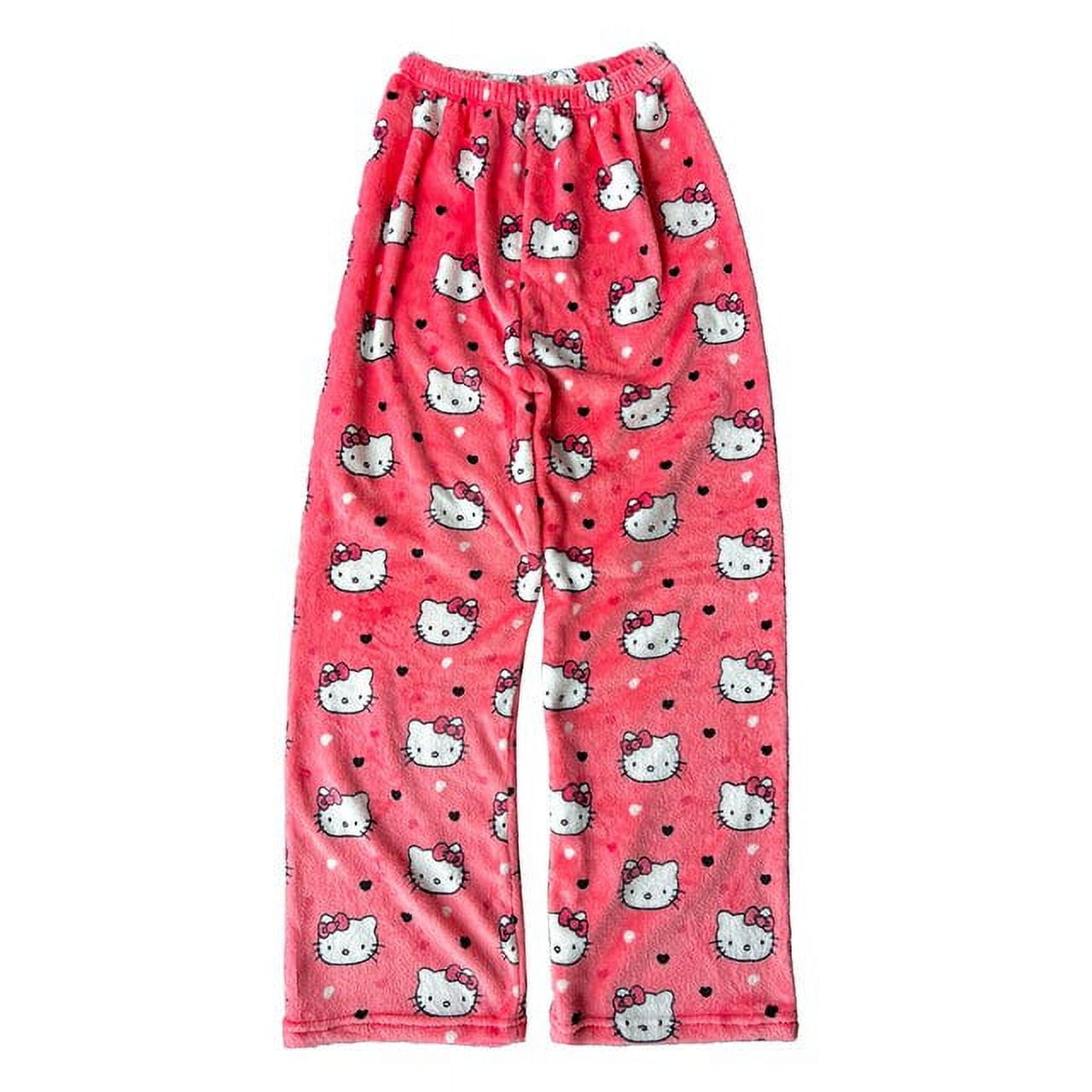 Hello Kitty Sanrio Pijama de flanela Halloween calça de lã quente calça ...