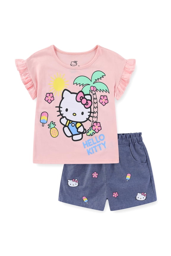 Sanrio Short Sleeve Shirt and Chambray Shorts Set (Girls), 2 Piece Set, Sizes 4-12