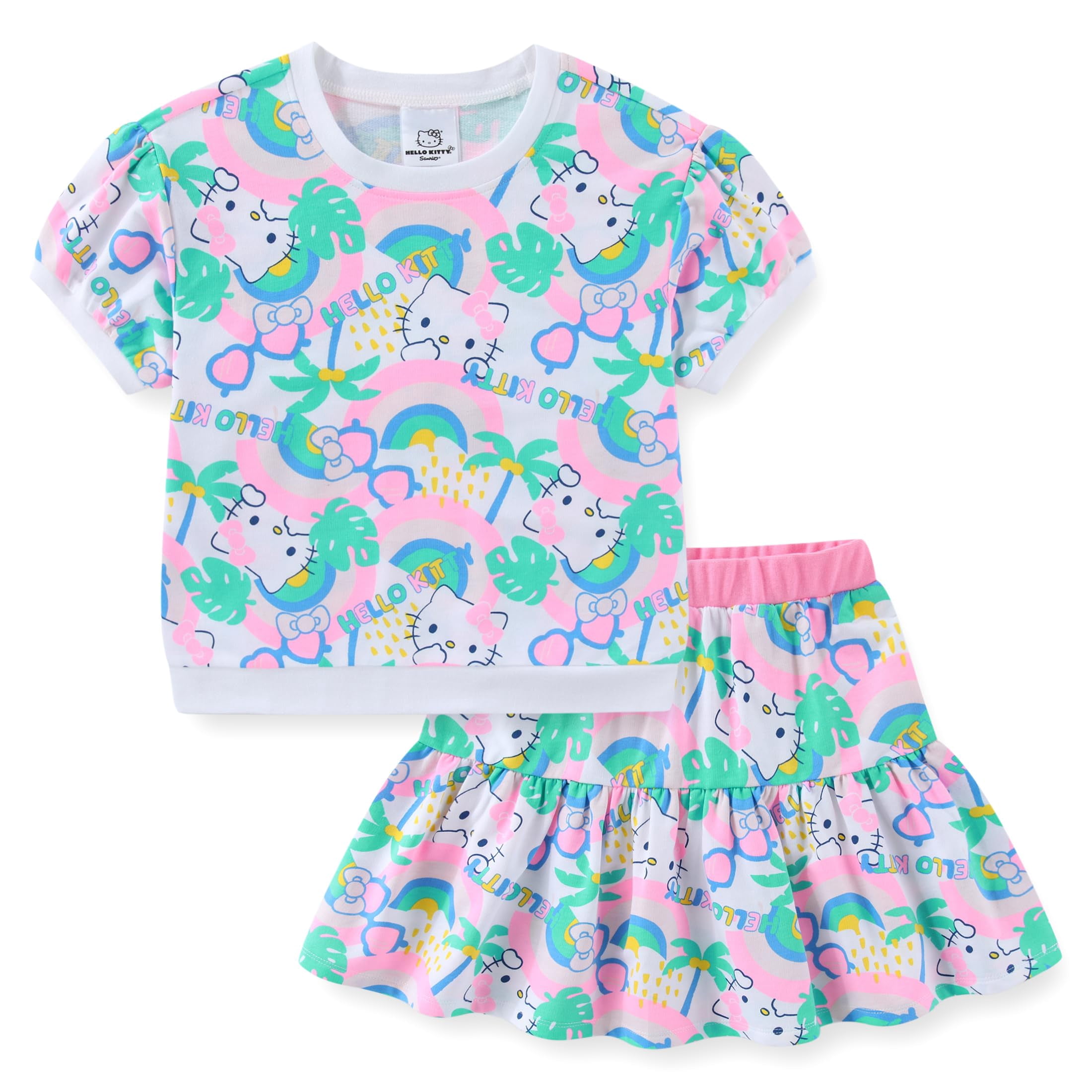 Hello Kitty Sanrio Short Sleeve Shirt and Skirt Set (Girls), 2 Piece Set, Sizes 4-10