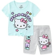 Hello Kitty Sanrio Short Sleeve T-Shirt & Bike Shorts (Girls), 2 Piece Set, Sizes 4-12