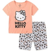 Hello Kitty Sanrio Short Sleeve T-Shirt & Bike Shorts (Girls), 2 Piece Set, Sizes 4-12