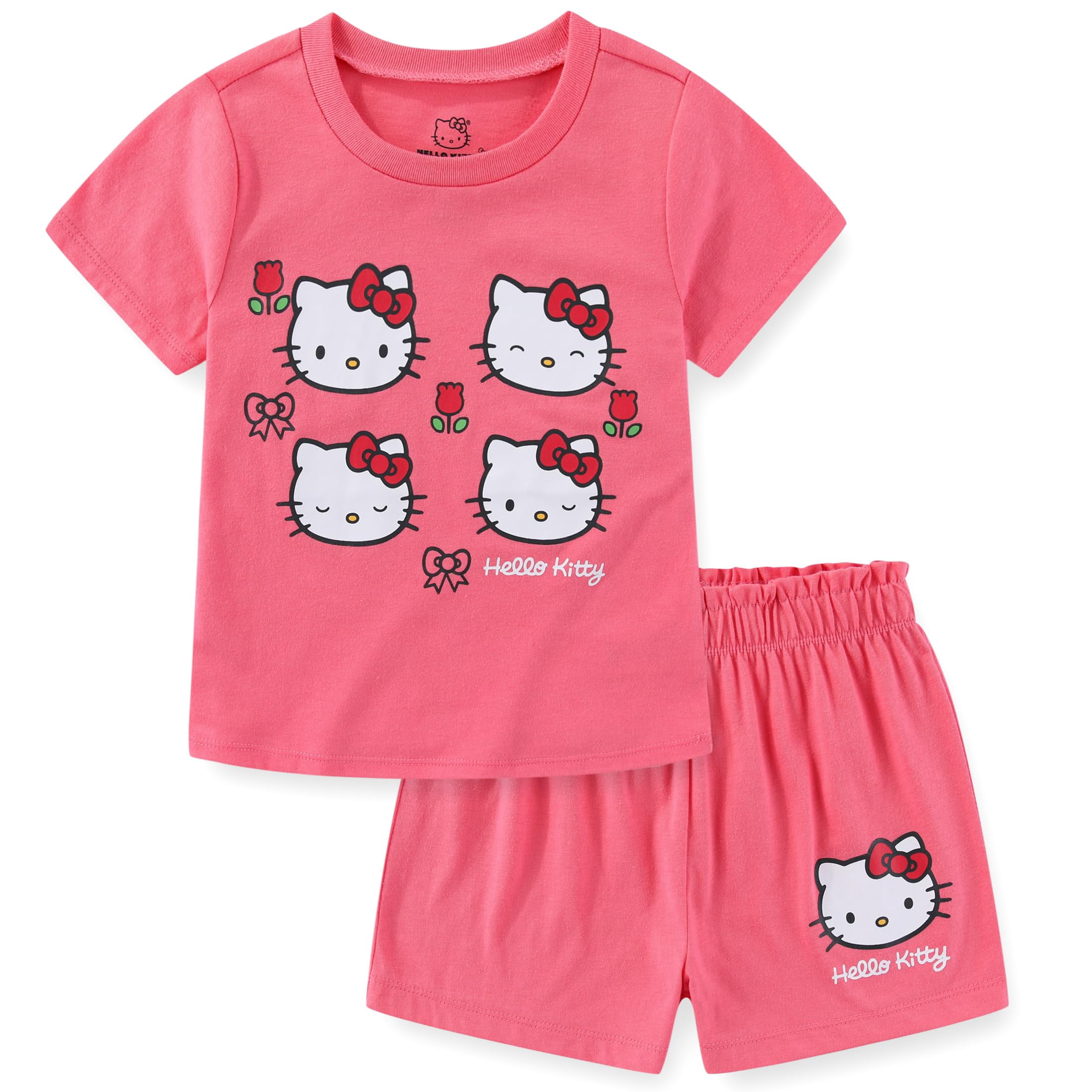 Hello Kitty Sanrio Short Sleeve T-Shirt and Short Set (Girls), 2 Piece Set, Sizes 4-12