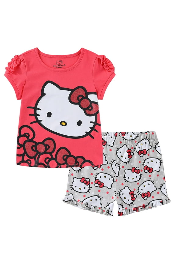 Sanrio Short Sleeve T-Shirt and Shorts (Girls), 2 Piece Set, Sizes 4-12