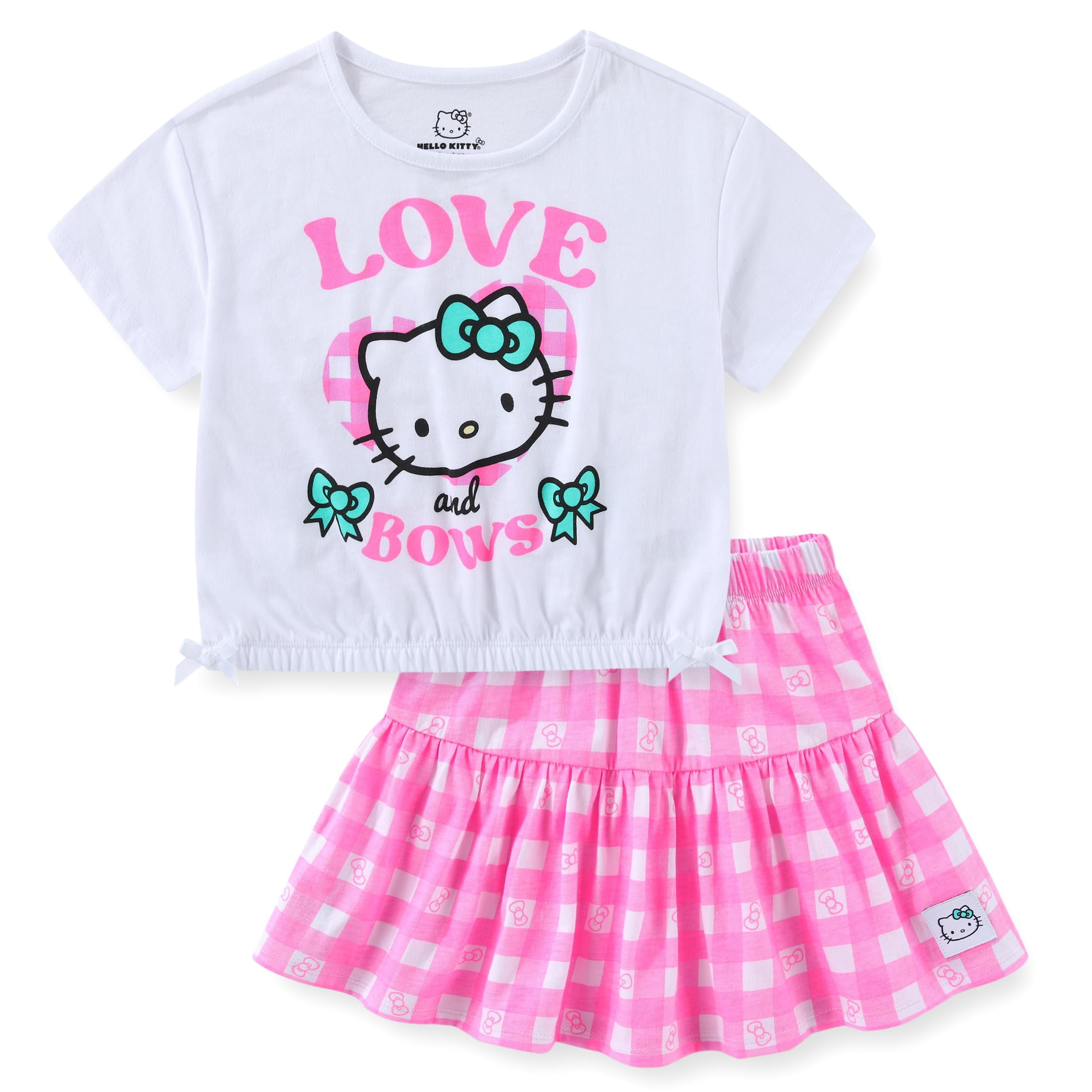 Hello Kitty Sanrio Short Sleeve T-Shirt and Skirt Set (Girls), 2 Piece Set, Sizes 4-10
