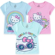 Hello Kitty Sanrio Short Sleeve T-shirt Girls, 3 Pack, Sizes 4-12