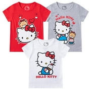Hello Kitty Sanrio Short Sleeve T-shirt (Girls), 3 Pack, Sizes 4-12