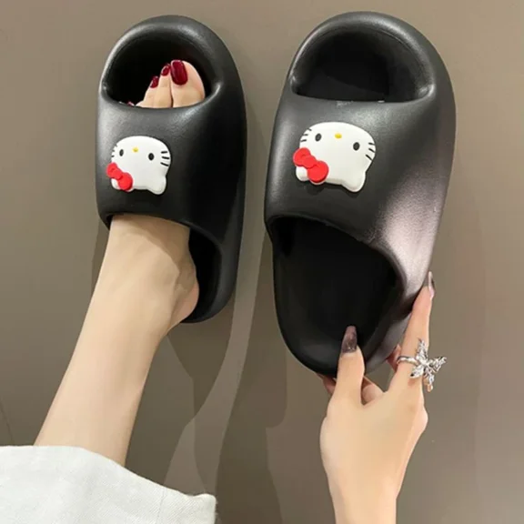 Hello Kitty Sanrio Slippers New Cartoon Cute Anti-Slip Summer Wearing Outside Sandals Comfortable Soft Anime Figure