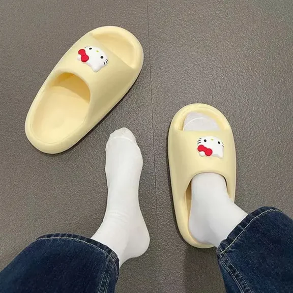 Hello Kitty Sanrio Slippers New Cartoon Cute Anti-Slip Summer Wearing Outside Sandals Comfortable Soft Anime Figure