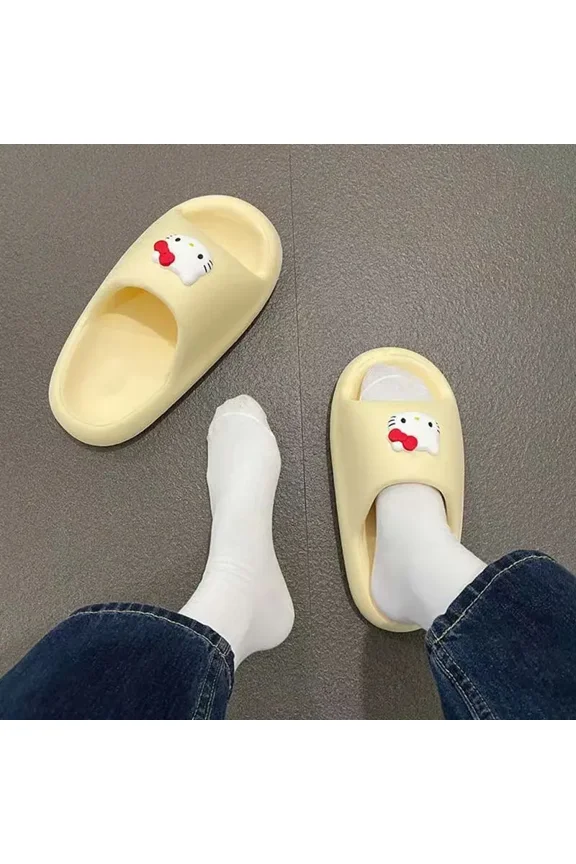 Hello Kitty Sanrio Slippers New Cartoon Cute Anti-Slip Summer Wearing Outside Sandals Comfortable Soft Anime Figure