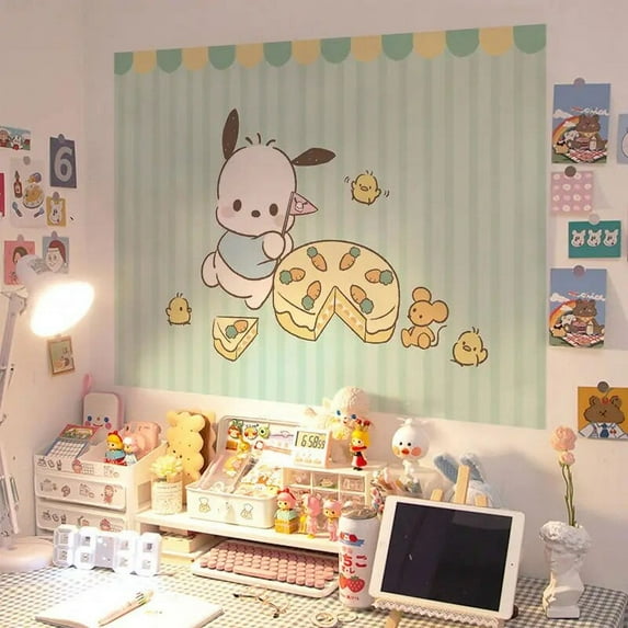 Hello Kitty Sanrio Sticker Kuromi Cinnamoroll Anime Kawaii Self-Adhesive Bedroom Girl Room Decoration Wall Desk Cartoon Poster