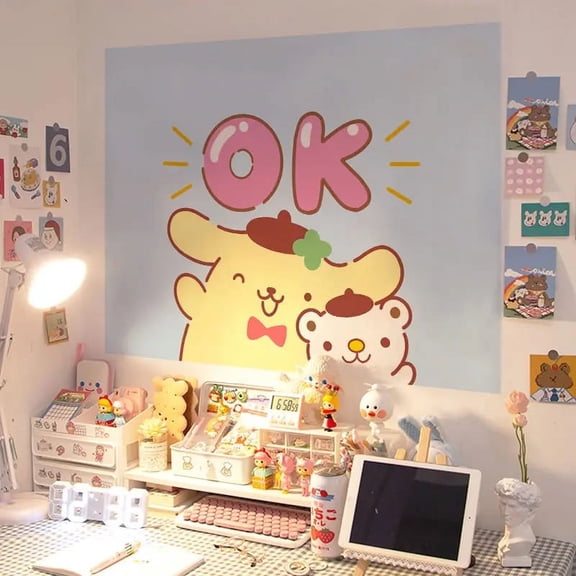Hello Kitty Sanrio Sticker Kuromi Cinnamoroll Self-Adhesive Bedroom Decoration Wall Desk Cartoon Poster