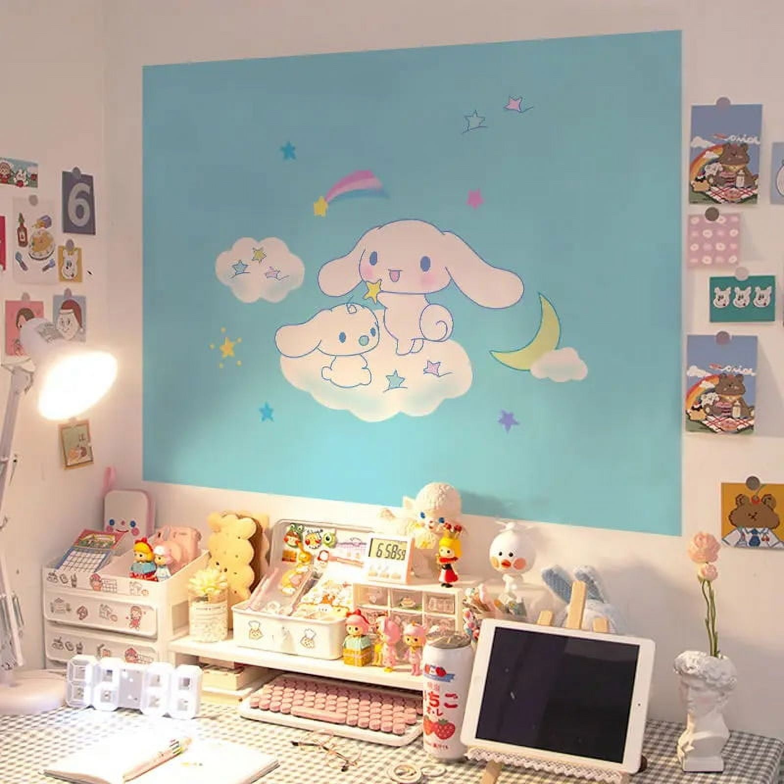 Hello Kitty Sanrio Sticker Kuromi Cinnamoroll Self-Adhesive Bedroom Decoration Wall Desk Cartoon Poster