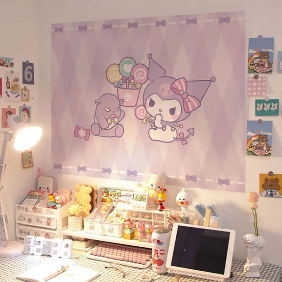 Hello Kitty Sanrio Sticker Kuromi Cinnamoroll Self-Adhesive Bedroom Decoration Wall Desk Cartoon Poster