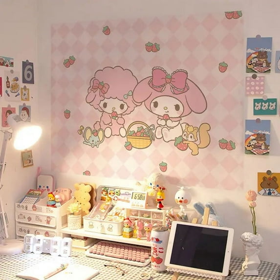 Hello Kitty Sanrio Sticker Kuromi Cinnamoroll Self-Adhesive Bedroom Decoration Wall Desk Cartoon Poster