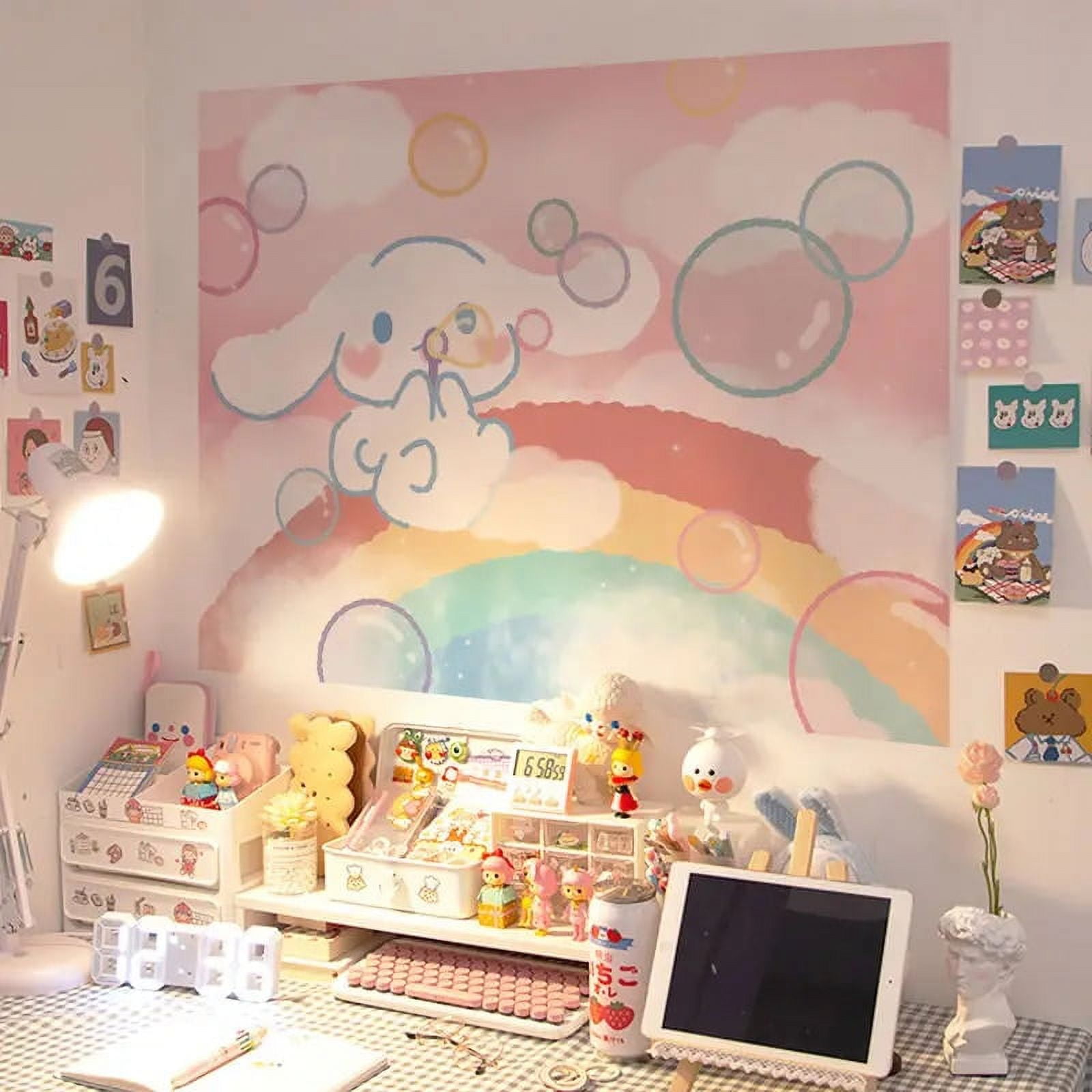 Hello Kitty Sanrio Sticker Kuromi Cinnamoroll Self-Adhesive Bedroom Decoration Wall Desk Cartoon Poster
