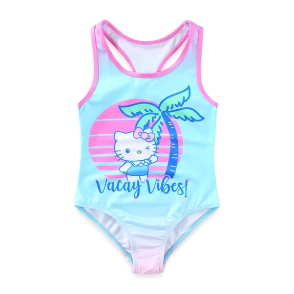 Hello Kitty Sanrio Swimsuit UPF 50+ One Piece Bathing Suit (Girls), Sizes 4-6X