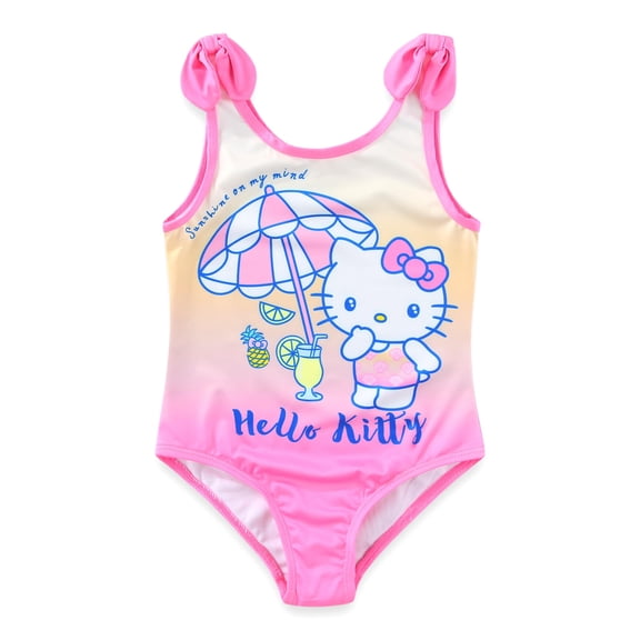 Hello Kitty Sanrio Swimsuit UPF 50+ One Piece Bathing Suit (Girls), Sizes 4-6X