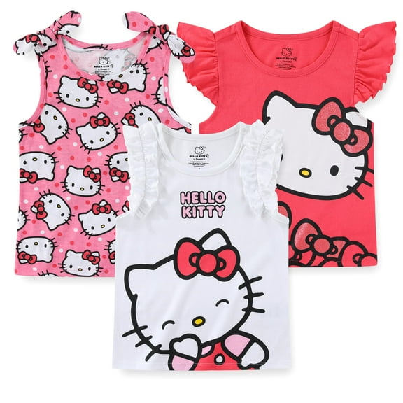 Hello Kitty Sanrio Tank Top (Girls), 3 Pack, Sizes 3T-12