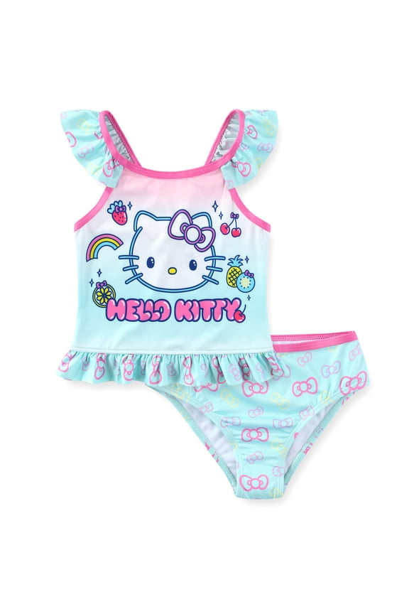 Sanrio UPF 50+ Bathing Suit Tankini and Bikini Bottom Swimsuit Set (Girls), Sizes 4-6X