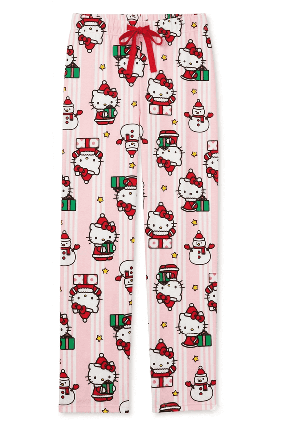 Hello Kitty Sanrio Women's Soft Sleep Pants, Pink Holiday Print, Size M