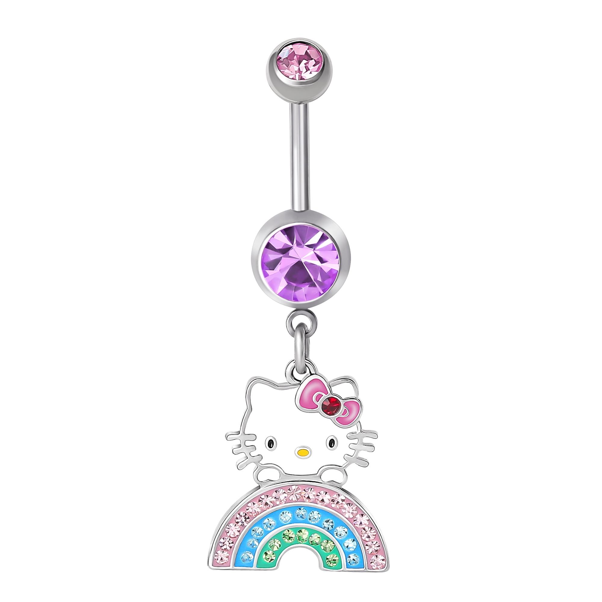 Hello Kitty Sanrio Womens 14G Belly Button Ring Stainless Steel Belly