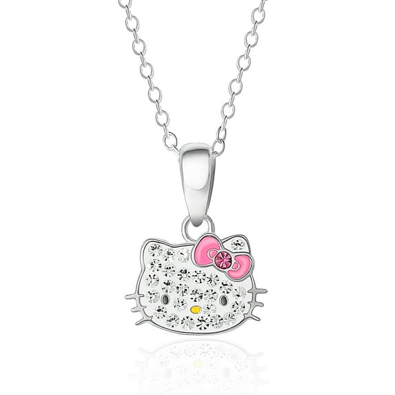 Hello Kitty Sanrio Womens Sterling Silver Necklace 18" - Sterling Silver Necklace Officially Licensed