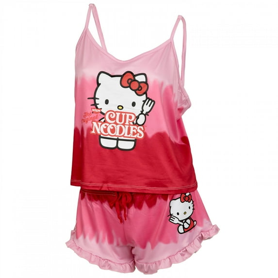 Hello Kitty Sanrio x Cup Noodles Spaghetti Strap Lounge Outfit Set, 2-Piece Set, Size Small