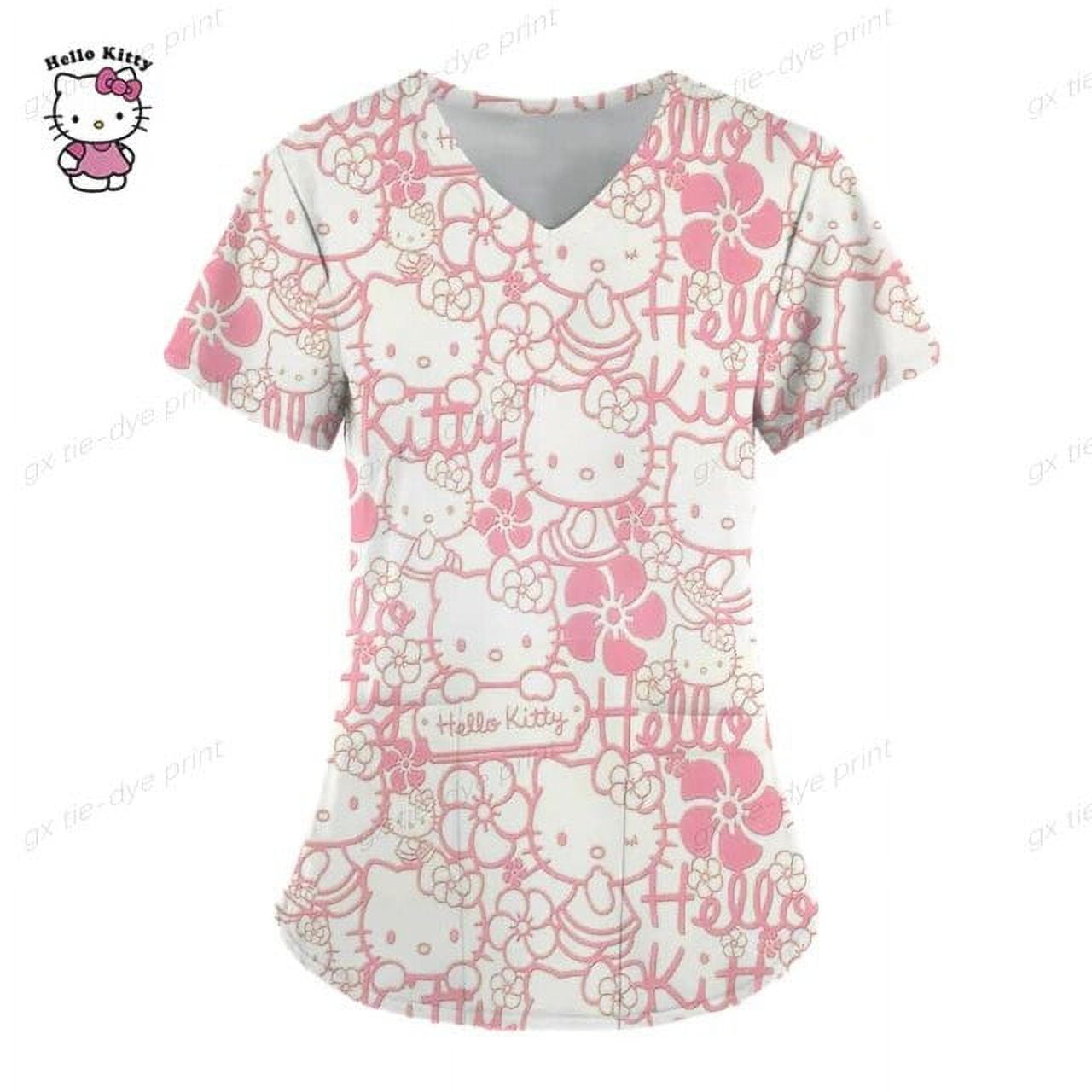 Hello Kitty Scrubs Medical Uniforms Woman Hello Kitty Cartoon Printed