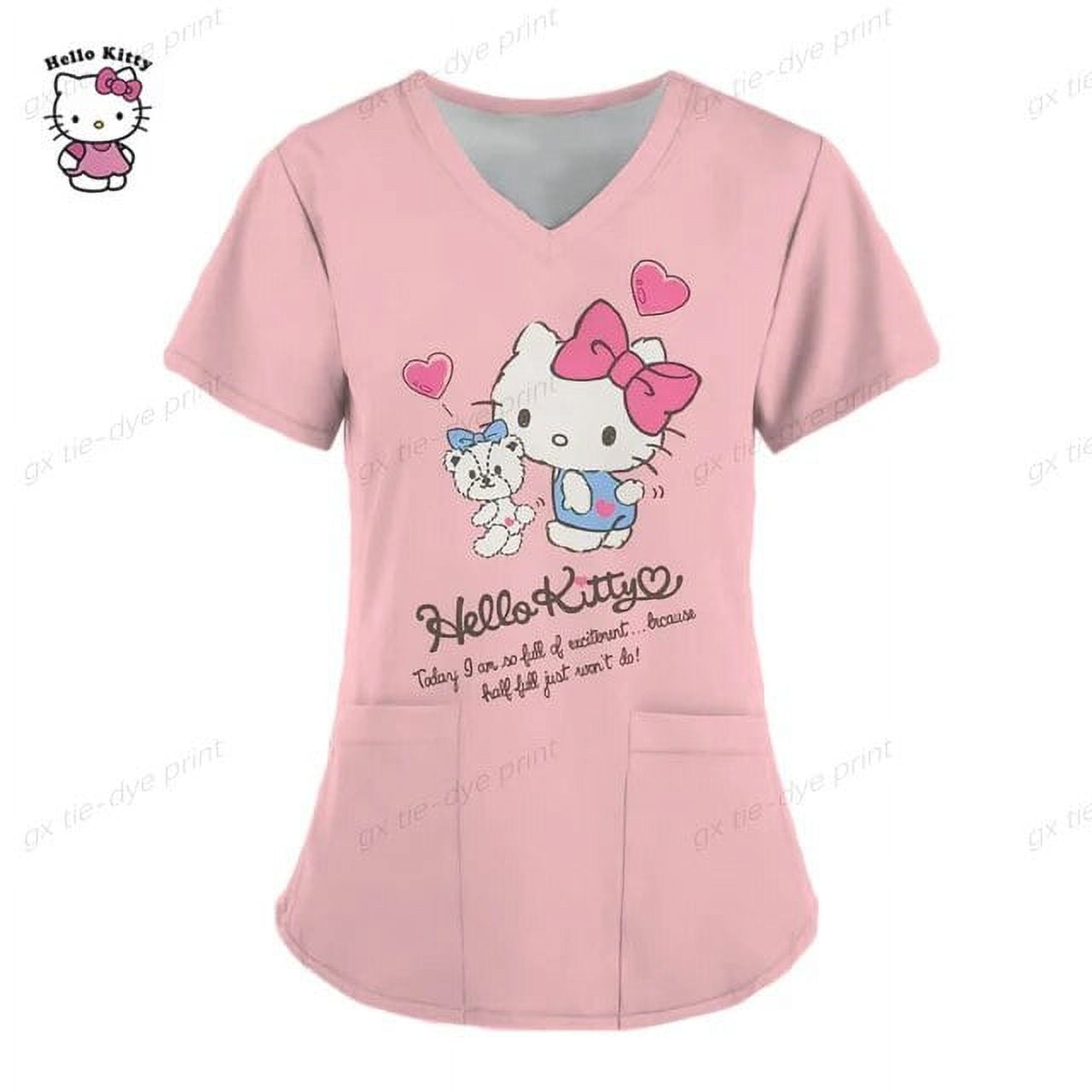 Hello Kitty Scrubs Medical Uniforms Woman Hello Kitty Cartoon Printed