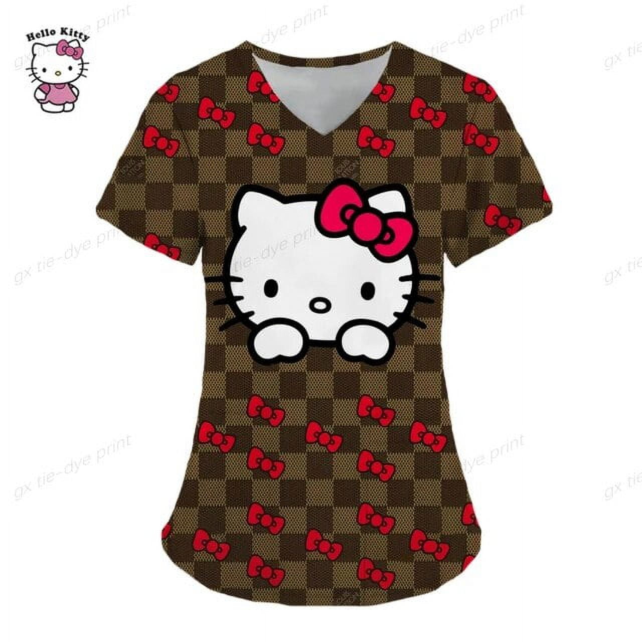 Hello Kitty Scrubs Medical Uniforms Woman Hello Kitty Cartoon Printed
