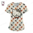 Hello Kitty Scrubs Medical Uniforms Woman Hello Kitty Cartoon Printed