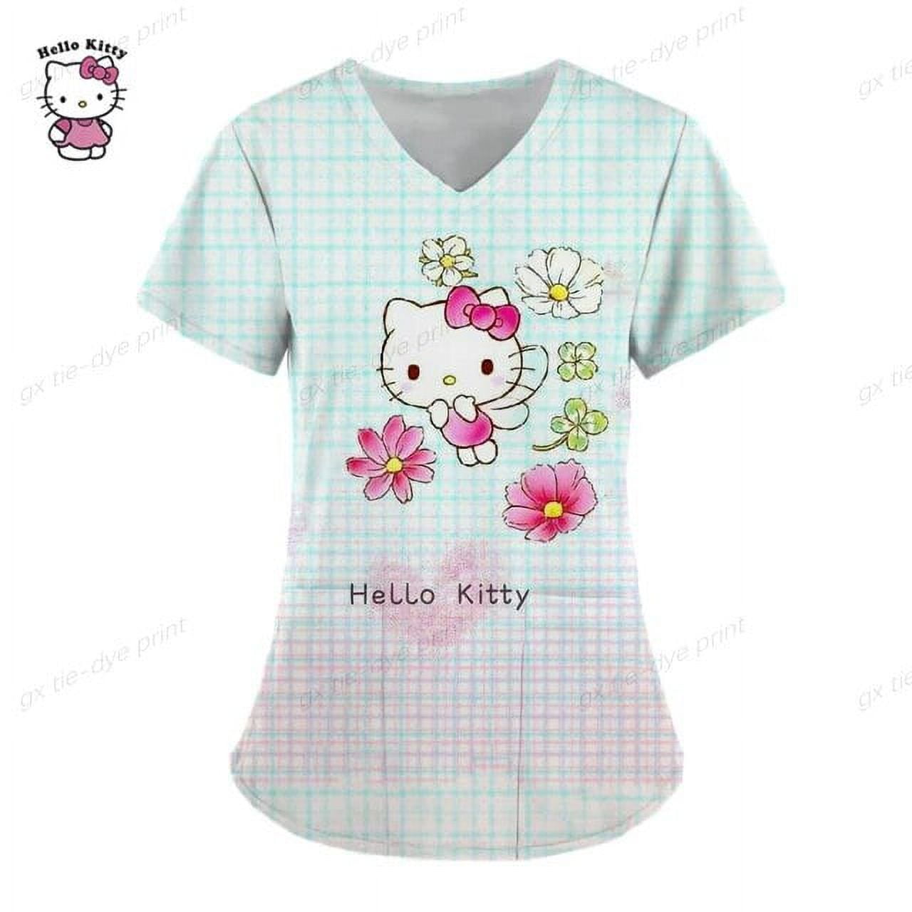 Hello Kitty Scrubs Medical Uniforms Woman Hello Kitty Cartoon Printed