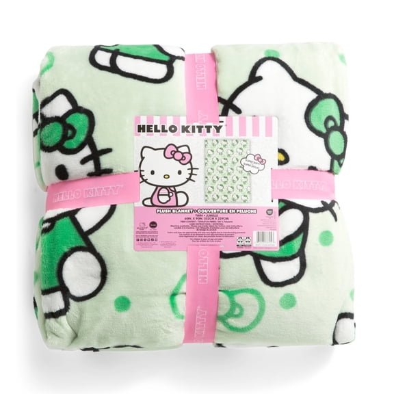 Hello Kitty Shamrock Plush Blanket Twin 60" X 90"