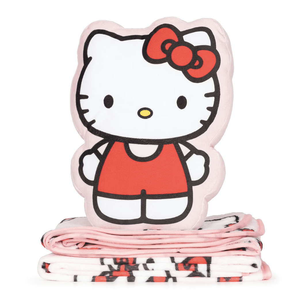 Hello Kitty Shaped Pillow And Throw Set, Pink