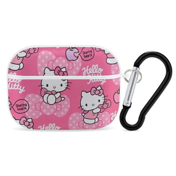 Hello Kitty Sharing Hearts Hello Case for AirPods Pro Case 2nd 1st Generation Case Cover/AirPod Pro Case Cover,Cute PC Hard Shell Protective Cover for Apple Airpod Case-White