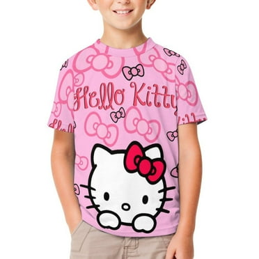 Hello Kitty Shirt for Girls Graphic Tees Boys Short Sleeve Crewneck Tops Pullover 120CM Hello Kitty Merch for Kids