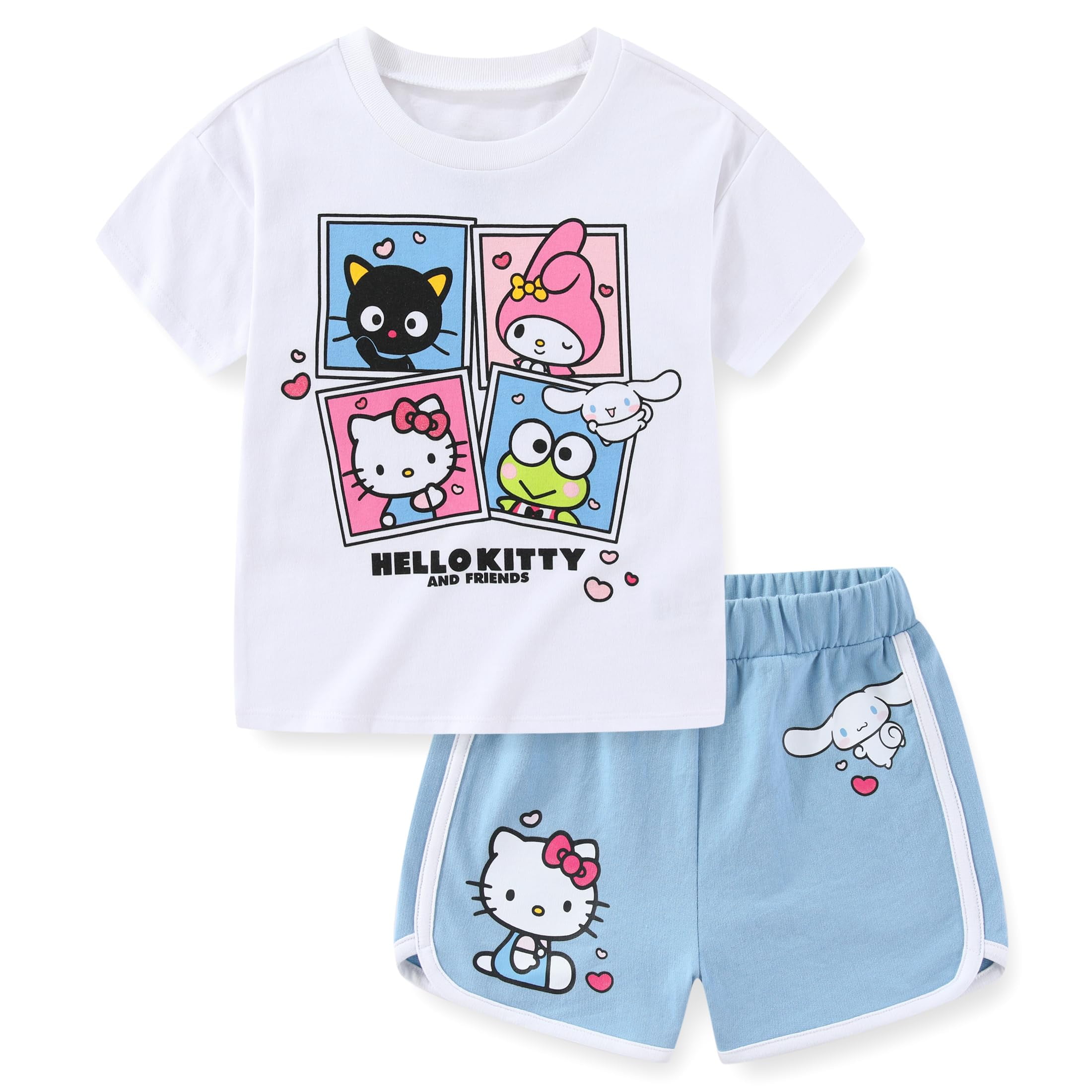 Casual Hello Kitty Badminton Print Short Hooded T-Shirt Top main image 1