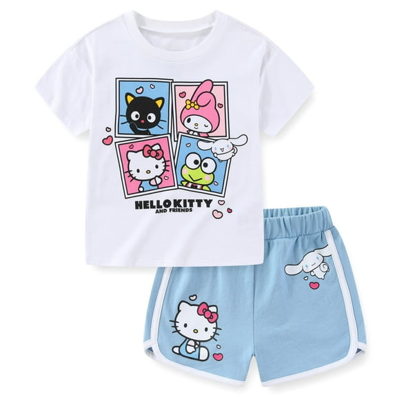 Hello Kitty Short Sleeve T-Shirt and Shorts Set, 2 Piece Set, Sizes 4-6X