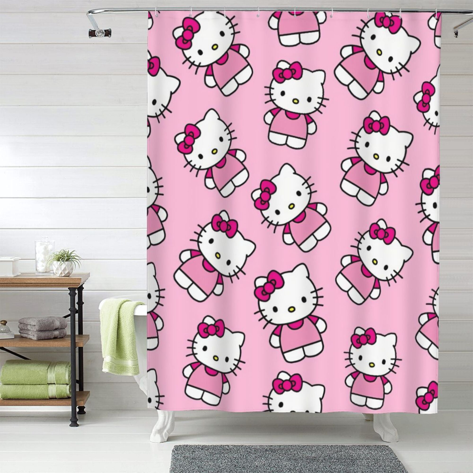 Hello Kitty Shower Curtain, 60 x 72 inch Waterproof Fabric Shower