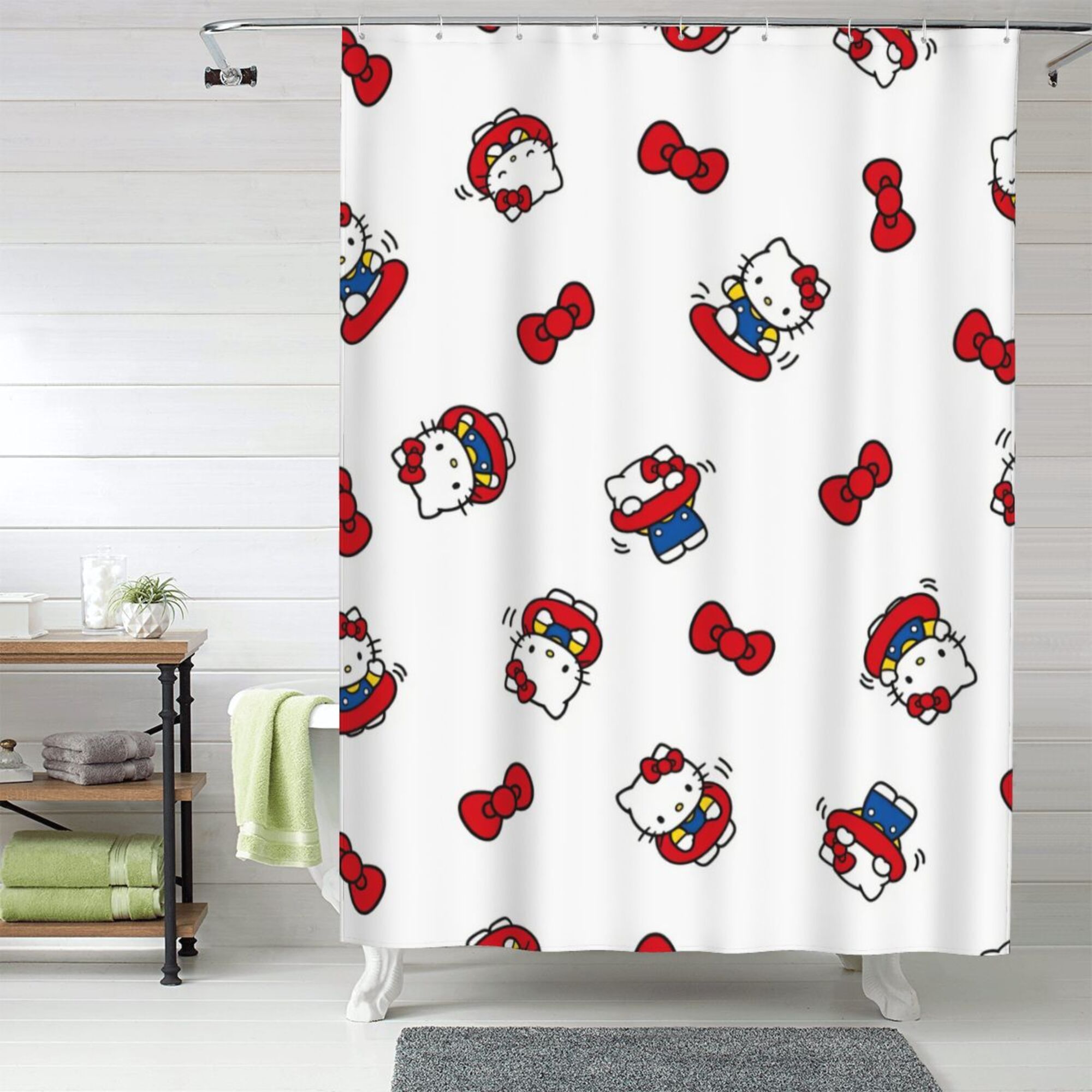 Hello Kitty Shower Curtain, 60 x 72 inch Waterproof Fabric Shower ...
