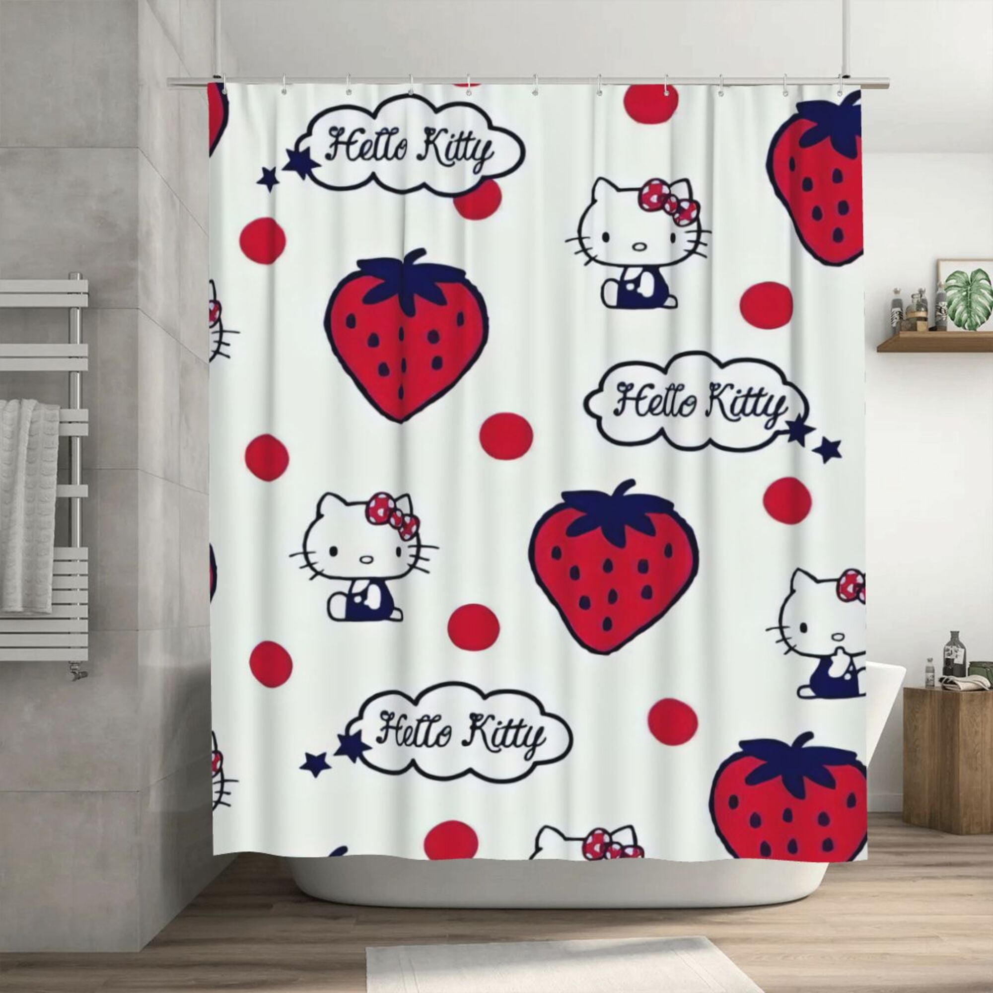 Hello Kitty Shower Curtain, 72 x 72 inch Waterproof Fabric Shower