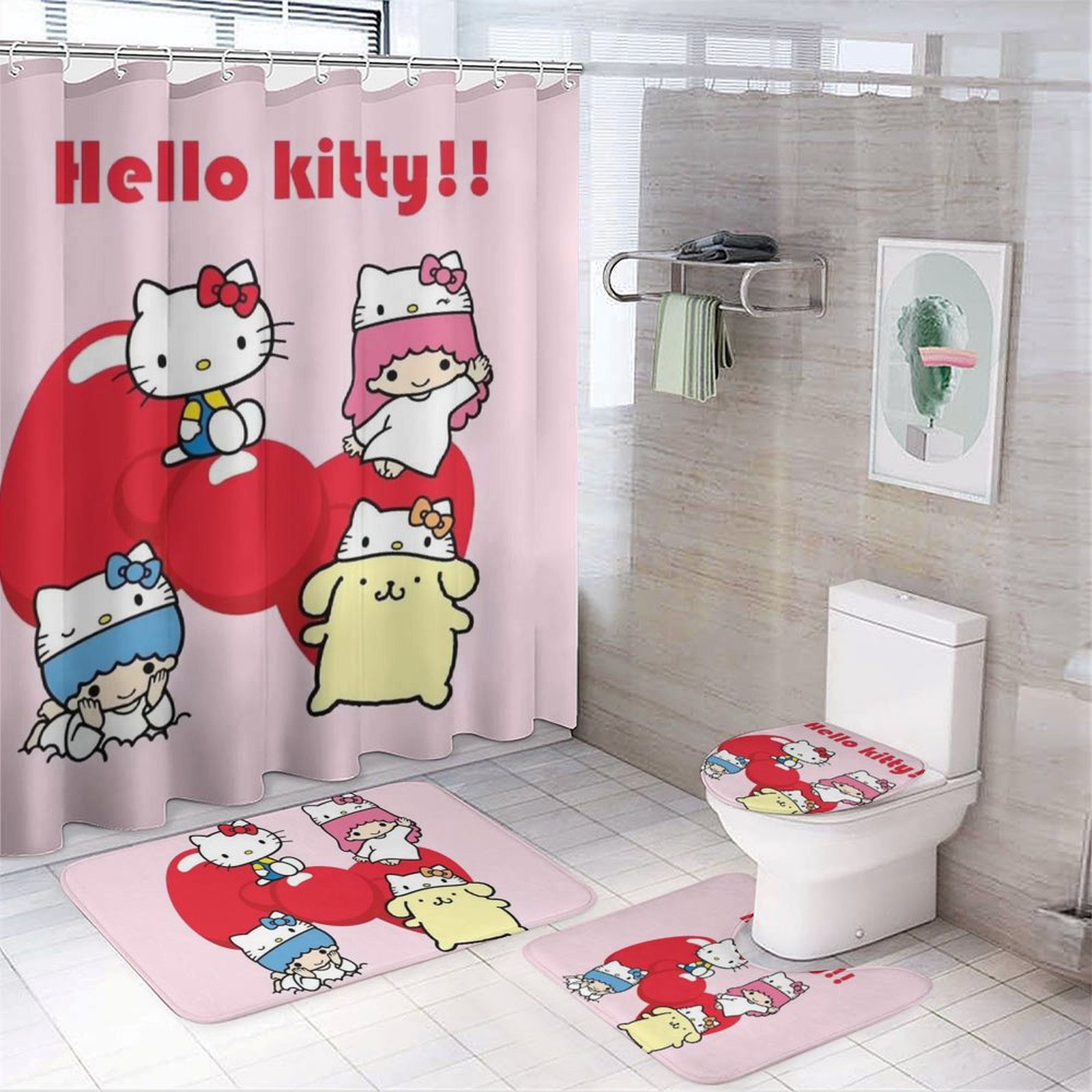 Hello Kitty Shower Curtain Sets Lovely Bathroom Sets with 72in Shower
