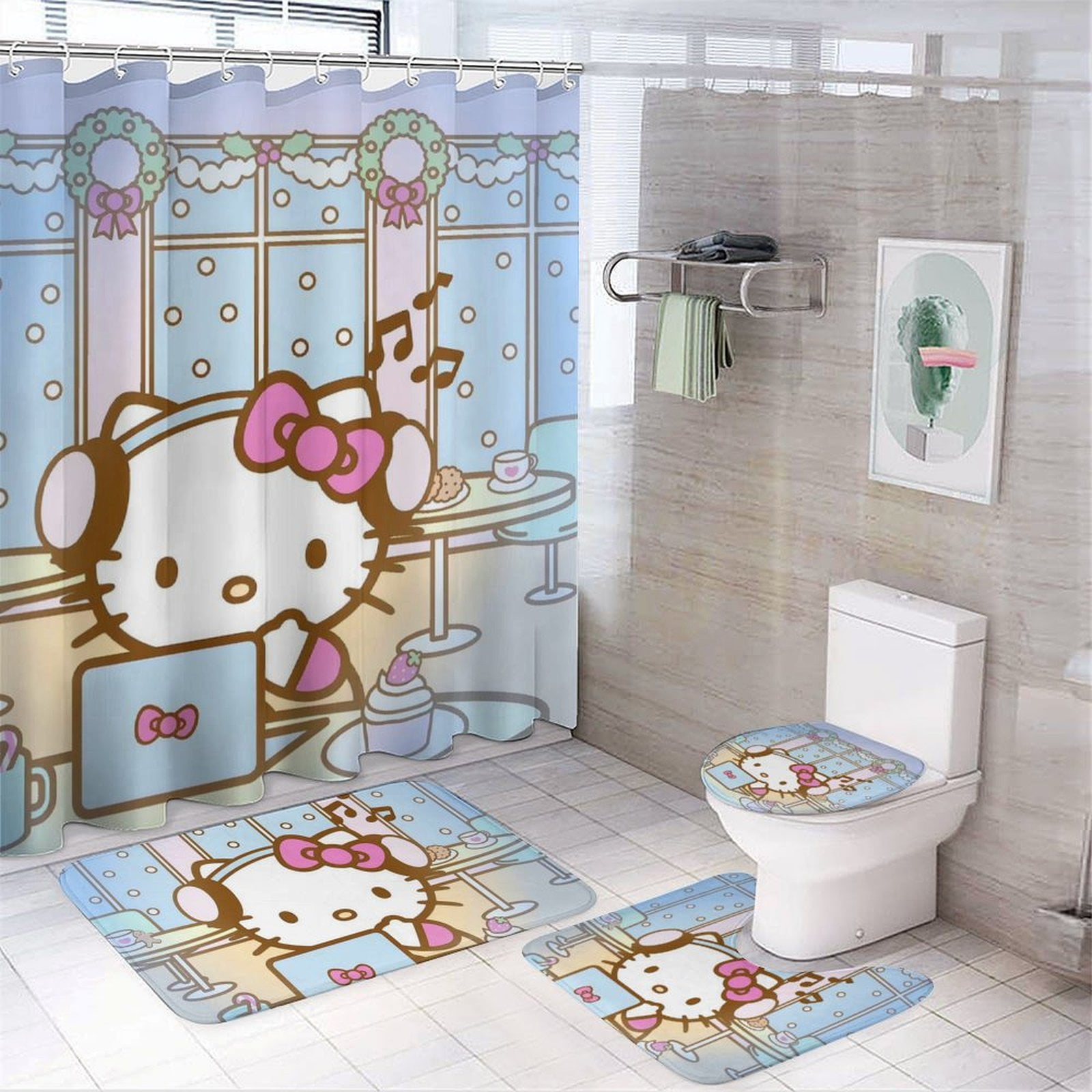 Hello Kitty Shower Curtain Sets Lovely Bathroom Sets with 72in Shower ...