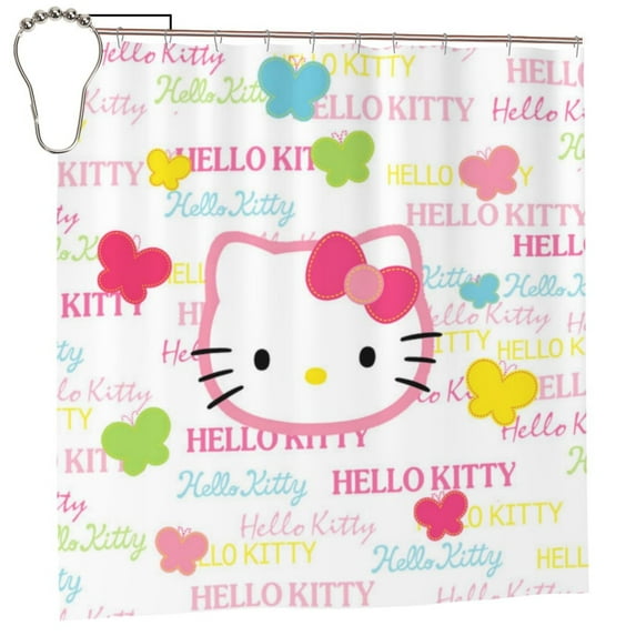 Hello Kitty Shower Curtain, Waterproof Bathroom Shower Curtains, Washable Cloth Shower Curtain With 12 Hooks, 72 "W X 72" L