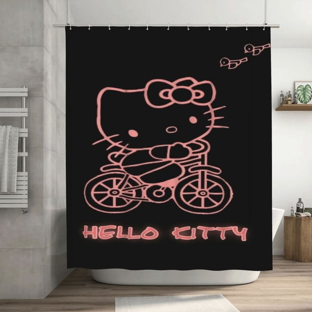 Hello_Kitty Shower Curtain With 12 Hooks, Waterproof Christmas Bathroom