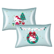 Hello Kitty Holiday Blue Reversible Silky Satin Pillowcase, Standard Size, 1-Pack