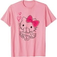 thumbnail image 1 of Hello Kitty Sketch Style Girly Hearts T-Shirt, Cute Kitten Tee For Men Women Cat Lovers, Light Pink Color, Size 2XL, 1 of 2