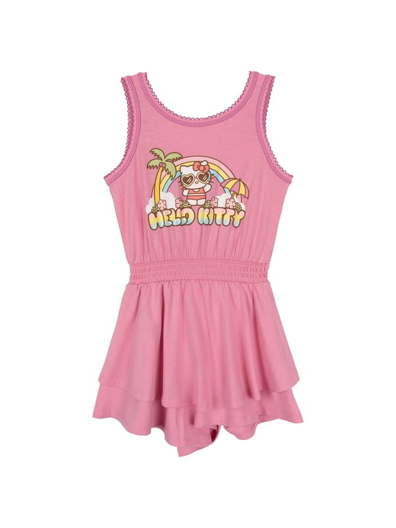 Sleeveless Romper With Skirt Overlay Toddler to Big Kid